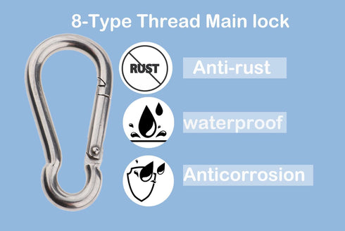 Olivia & Oliver Stainless Steel Carabiner - Heavy Duty Spring Snap Hook Keychain Clip for Fitness, Camping, Hiking