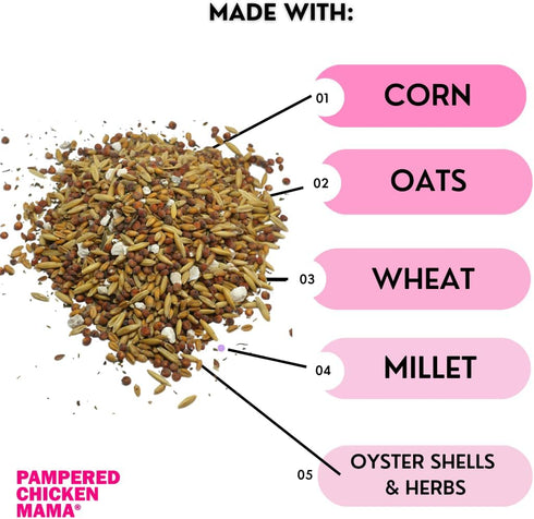(10 Pampered Chicken Mama Premium Scratch Feed Treat - High Protein & High Calcium All-Natural Backyard Chicken Grower