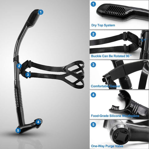 Rotate Function Swim Snorkel for Training Swimming Front Snorkel with Comfortable Mouthpiece for Pool Diving