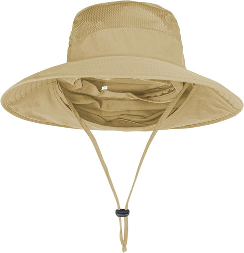 Sun Hats for Men Women Fishing Hat UPF 50+ Breathable Wide Brim Bucket Hat with Neck Flap
