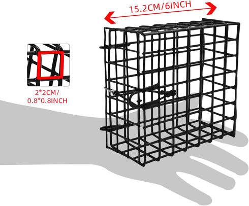 6"x6"x3" Vinyl-Coated Wire Crab Bait Cages for Heavy Duty Crab Trap Pot, Cage Box