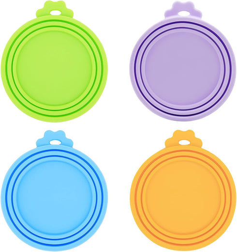 Food Can Covers 4 Pack - Universal BPA Free Silicone Lids for Dog and Cat Food, Fits Standard Size Cans