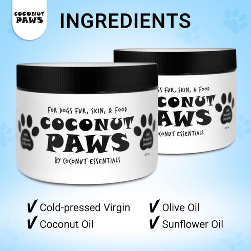 Coconut Paws Coconut Oil for Dogs Skin and Coat, Itching Relief, Hot Spot Treatment, 8oz - COCONUT ESSENTIALS