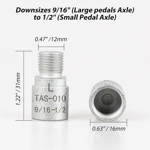Hikenture Bike Pedal Adapter, 9/16" to 1/2" Bicycle Pedals, Chrome Molybdenum Steel (Pair)