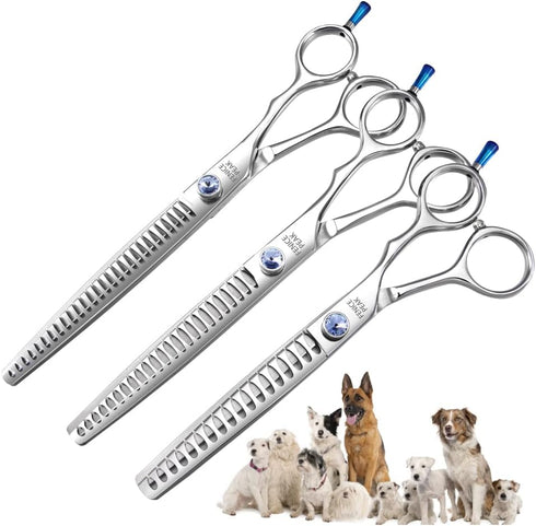 Fenice Professional 7/7.5/8 Pet Grooming Scissors - Thinning Cutting Shears for Dogs/Cats with 70-80% Thinning Rate