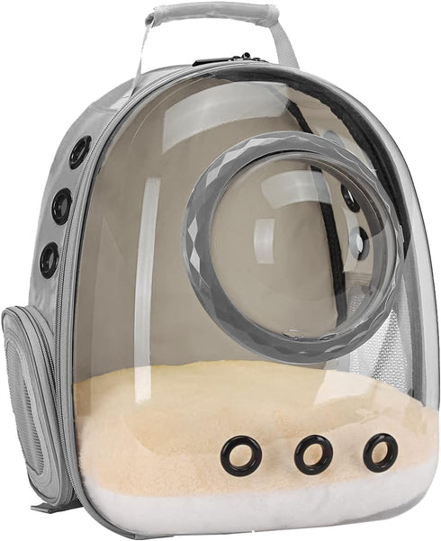 Transparent Bubble Cat Carrier Backpack for Small Puppy and Bunny, Grey, Pet Carrier Backpack