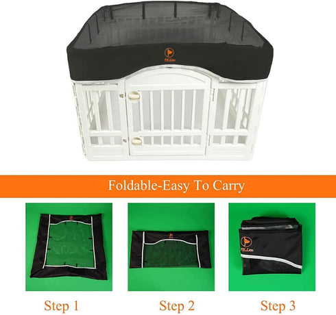 PJYuCien Dog Playpen Mesh Top Cover, Fits 36 Inch 4 Panels Plastic Exercise Pet Pen, Black