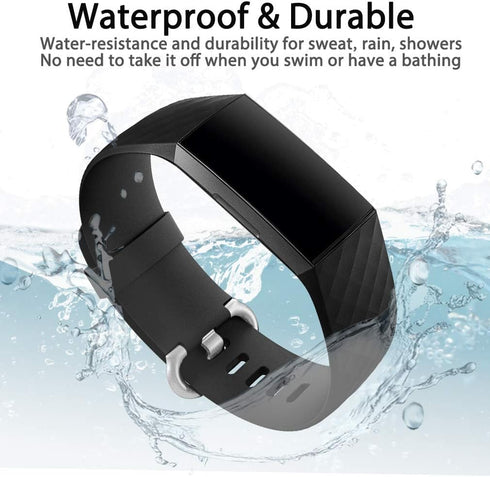 Hamile Bands for Fitbit Charge 4 / Charge 3 / Charge 3 SE, Waterproof Replacement Fitness Sport Band, Large, Black