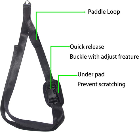Kayak Carry Strap - Adjustable Sup Canoe Stand Up Paddle Loop Surfboard Carrying Belt with Shoulder Strap