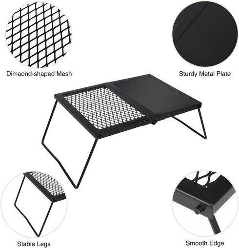 REDCAMP Heavy Duty Folding Campfire Grill, Portable Cooking Racks and Griddle for Versatile Outdoor Campfire Cooking