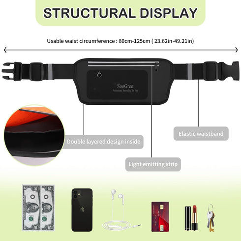 Running Belt Fanny Pack for Women and Men, Waterproof Waist Pack for Runners, Adjustable Strap for Sports