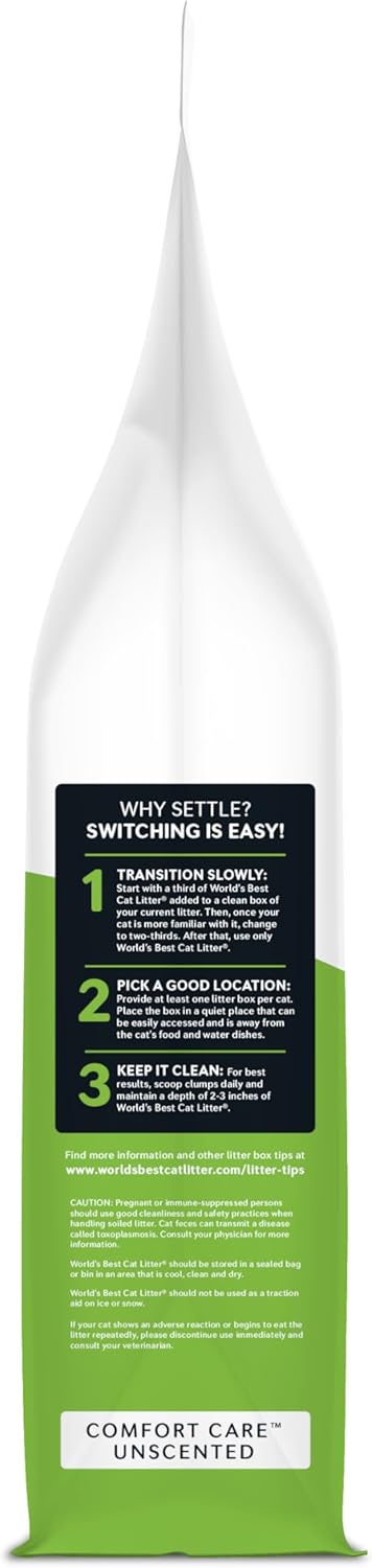 WORLD'S BEST CAT LITTER Comfort Care, 32-Pounds, Unscented, Quick Clumping, Flushable, 99% Dust Free