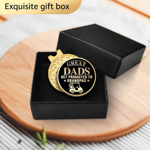 Funny Golf Gift for Men - Great Dads Get Promoted to Grandpas Golf Ball Marker with Magnetic Hat Clip