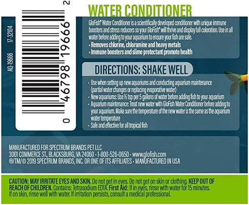 4 GloFish Water Conditioner Ounces, Makes Tap Water Safe For Aquariums