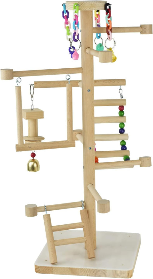 Wood Bird Playground Tabletop Parrots Playgyms Conures Play Stands Perches Prakeets Chewing Climbing Toy Playpen