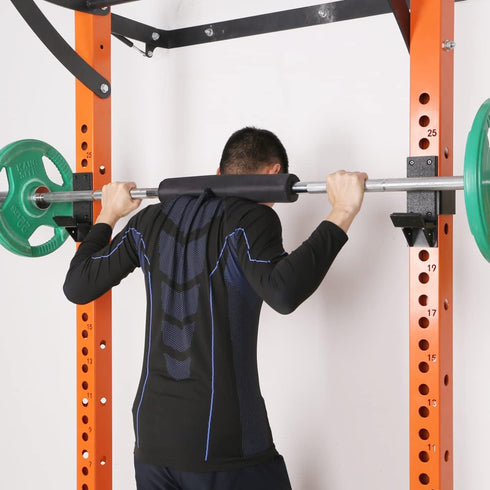 SYL Fitness J-Hooks for Squat/Power Rack, Heavy Duty Barbell Holder with UHMV Pads, Available in 2"x2" and 3"x3"