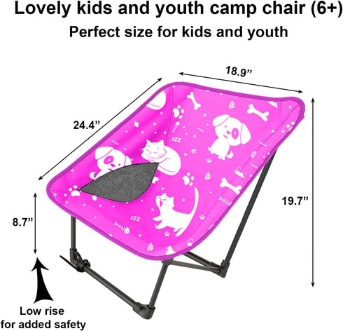 Youth and Kids Camping Chair | Ultra Lightweight, Foldable and Heavy Duty | Ideal Indoor/Outdoor Kid Chair for Camping