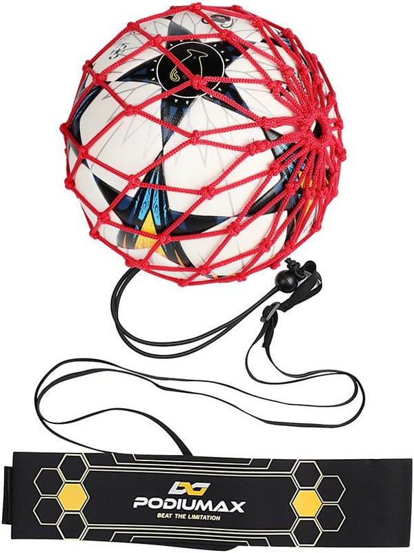 PodiuMax Hands-Free Soccer Kick/Throw Trainer, Adjustable Waist Belt & Cord, Fits Ball Size 3, 4, 5