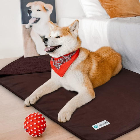 PetAmi Waterproof Dog Blanket for Small Medium Dogs, Pee Proof Reversible Blanket for Couch Bed, Washable, 29x40 Brown