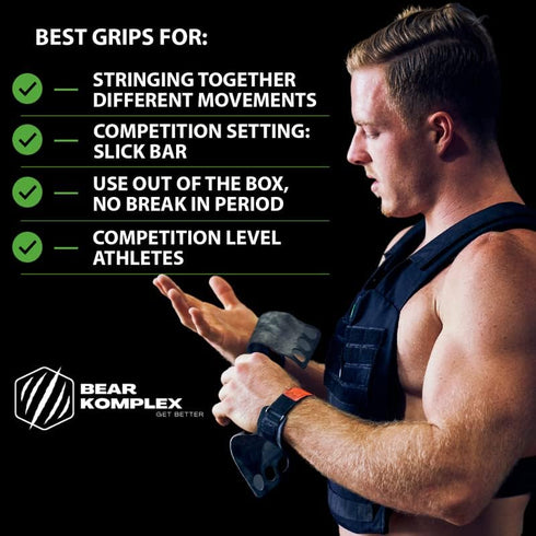2-3 Bear KompleX Hole Carbon Hand Grips for Weight Lifting, Cross Training and Gymnastics, Durable Workout Grips