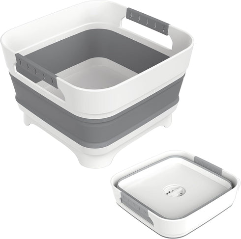 MontNorth 2.4 Gal Collapsbile Wash Basin with Drian Plug,9L Dish Pan for