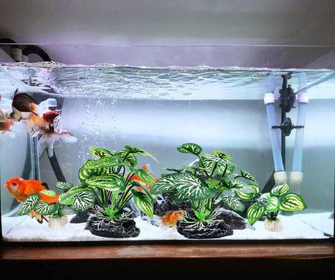 4PCS Small Size Soft Faux Silk Aquarium Plants for Betta Fish Tank Decorations, Hiding Fish Reptiles