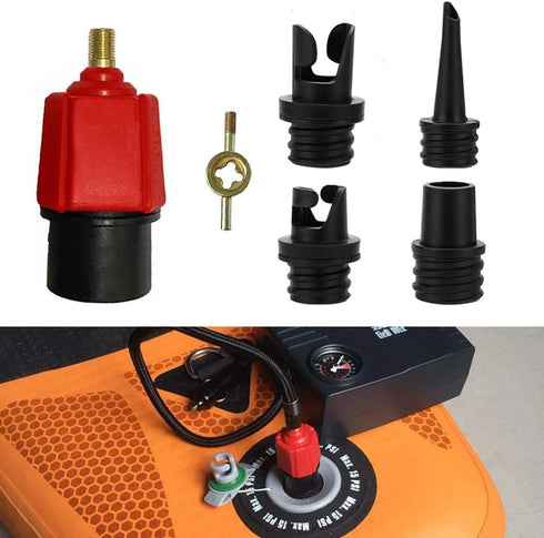 Inflatable SUP Pump Adaptor Compressor with 4 Air Valve Nozzles for Paddle Board, Inflatable Boat, and Bed