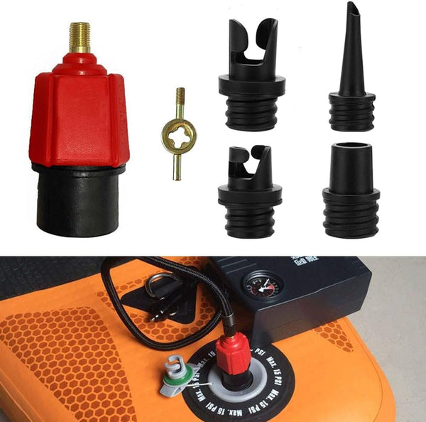 Inflatable SUP Pump Adaptor Compressor with 4 Air Valve Nozzles for Paddle Board, Inflatable Boat, and Bed