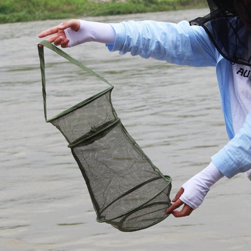 Elyrav 4 Portable Fishing Landing Net with Durable Mesh for STO Fish Shrimp Crab in Green Sp Wire Frames
