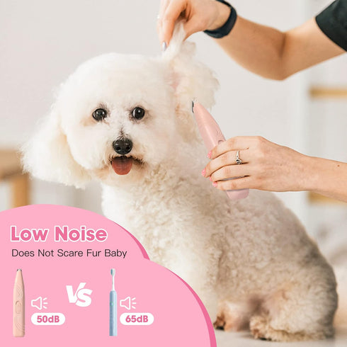 WIKLOO Trimmers, Dog Paw Cat Paw Clippers Low Noise Cordless Electric Mini Pet Clippers for Small & Medium Pets (Pink)