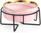 Dazzling Ceramic Elevated Cat Bowls, Raised Dog & Cat Food Water Bowls for Indoor Use (Pink)