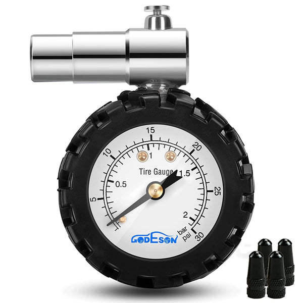 GODESON Presta Valve Tire Pressure Gauge, 0-30PSI Range, Bicycle Air Pressure Relief, Perfect for Mountain Bikes
