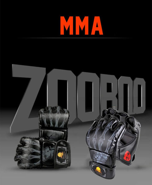ZooBoo MMA Gloves, Half-Finger Boxing Fight Gloves with Adjustable Wrist Band, UFC Gloves for Training