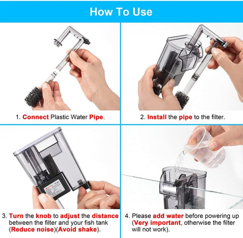 DaToo Hang On Filter, Small Fish Tank Hanging Power Waterfall Filtration System