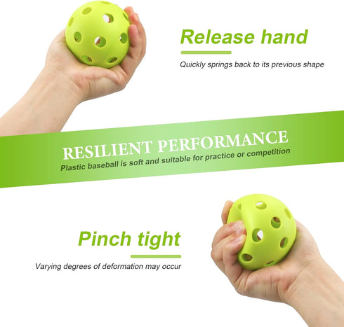 Bac-kitchen 16 Pack Plastic Baseballs - Hollow Softballs for Lightweight Batting Practice - Indoor/Outdoor Training