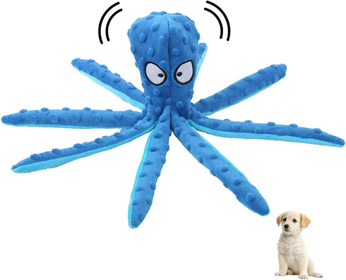 Squeak Dog Toy, 12.5In Plush Octopus Dog Toy with Crinkle Paper and