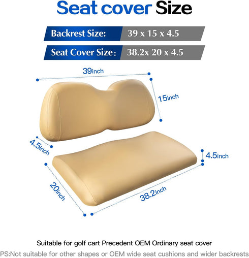 NOKINS Golf Cart Seat Covers Leather Front Seat Cover Fit Club Car Precedent,Smooth and Simple Style,No Stapler,Golf