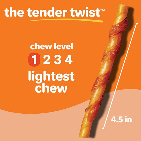 36 Count Hartz Oinkies Tender Twists with Real Chicken Breast Rawhide-Free Dog Treats, Highly Digestible Dog Chews