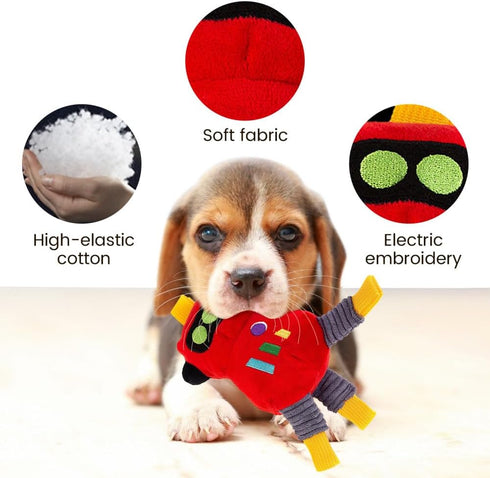 Interactive Robot Squeaky Plush Toy for Small to Medium Dogs