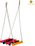 SunGrow Parrot Cage Hammock Swing, Colorful Wooden Swing with Metal Chain, 1 Pack