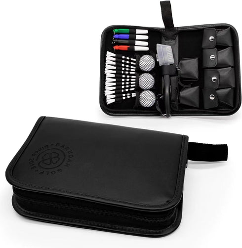 Golf Accessories for Men Women, Gifts with Leather Case, Golf Brush, Balls, Tees, Ball Clamp, Divot Tool