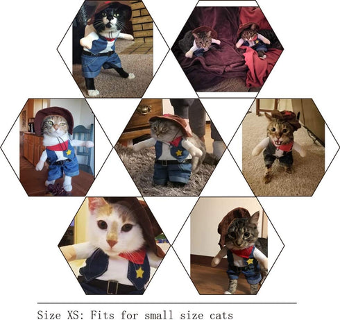 NACOCO Cowboy Dog Costume with Hat for Cat & Small Dog Clothes - Blue (X-Small)
