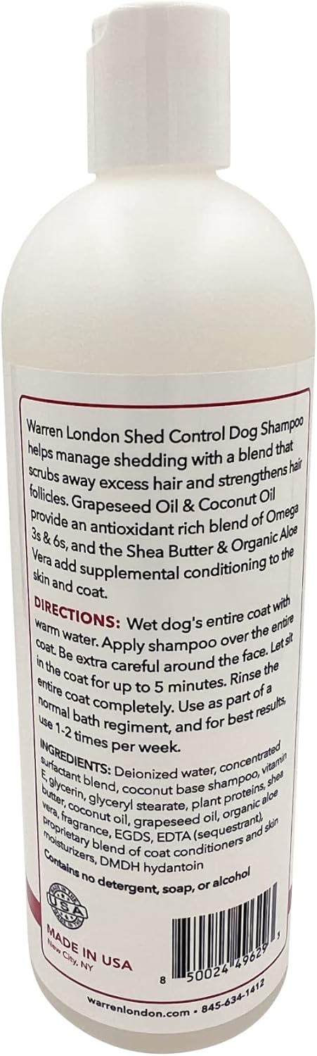 2-in-1 17oz Warren London Shed Control Dog Shampoo for Shedding | Dog DeShedding Shampoo and Conditioner | Nourishes