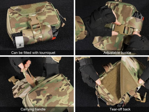 PETAC GEAR Tactical Rip Away Medical Pouch Tear Off First Aid IFAK Pouch Molle & Belt Horizontal Outdoor Emergency