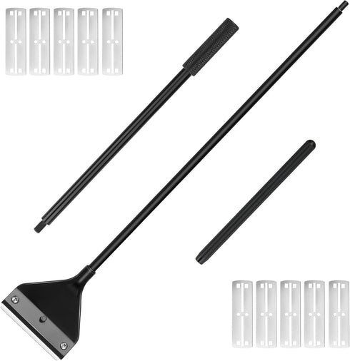 Long Handle Algae Scraper for Glass Aquarium with 10 Blades, Essential Cleaning Tool for Fish Tanks