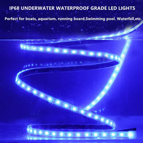 ROLiGHTiC 12V 4FT IP68 Marine Submersible Boat LED Strip Lights, Waterproof Underwater Led Lights, Boat Interior Light