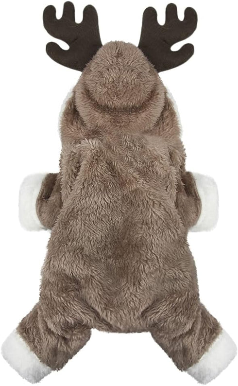 Cute Christmas Pet Costume Elk Reindeer Cosplay - Soft Warm Coral Fleece Pet Hoodie Jacket for Small Medium Dogs
