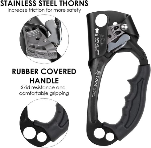 LIXADA Climbing Hand Ascender - 8-13mm Vertical Rope Access with Ergonomic Rubber Handle - CE Certified