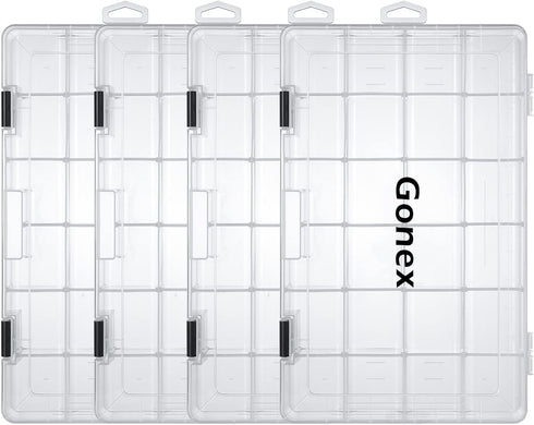 Gonex Fishing Tackle Boxes, 3600 3700 Tackle Trays with Adjustable Dividers, Clear Plastic Organizer for Fishing