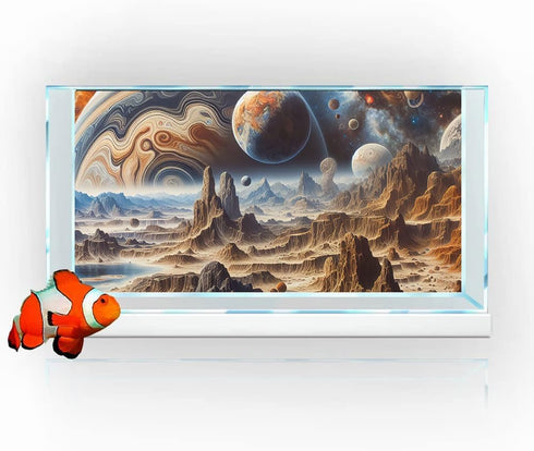 Cosmic Spaceterrarium Background, 24X16IN Aquarium Reptile Habitat with Cool Parallel Space Theme and Double-Sided Tape